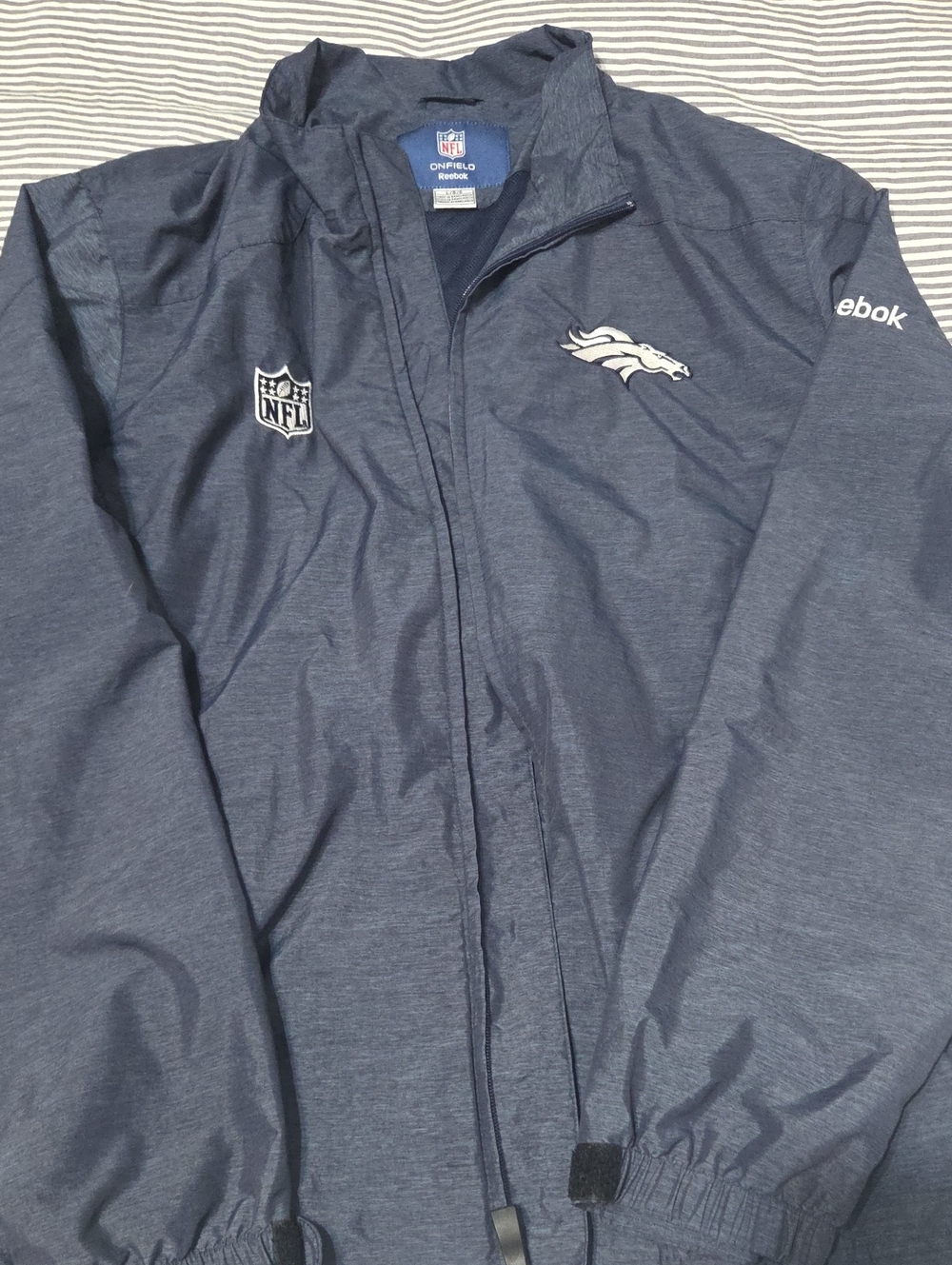 Reebok Denver Broncos Heather Navy Windbreaker Jacket